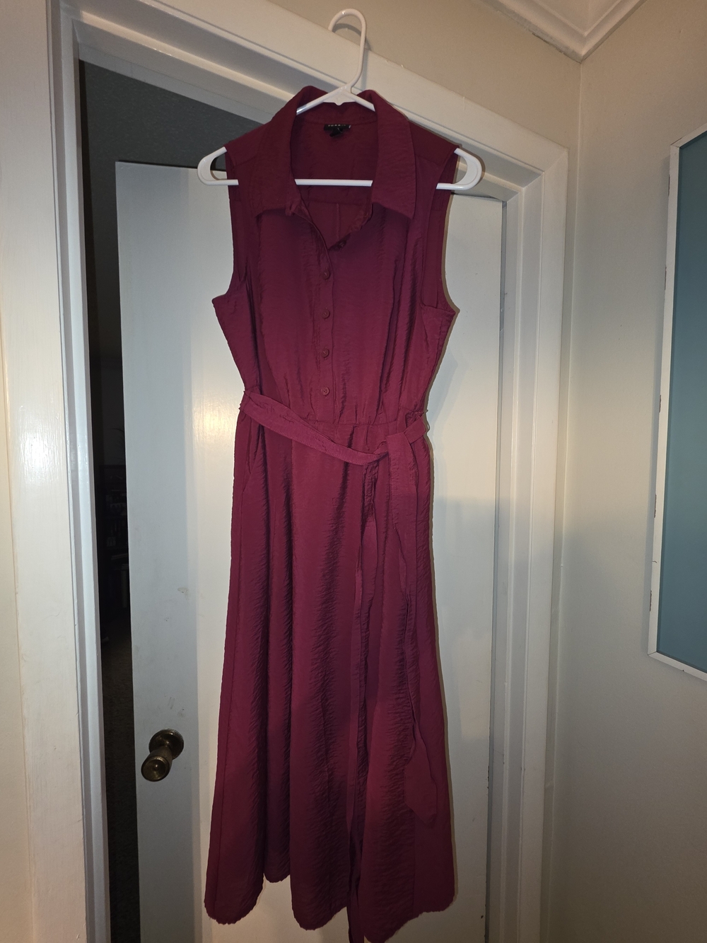 torrid Sleeveless Button-Front Burgundy Maxi Dress with Waist Tie